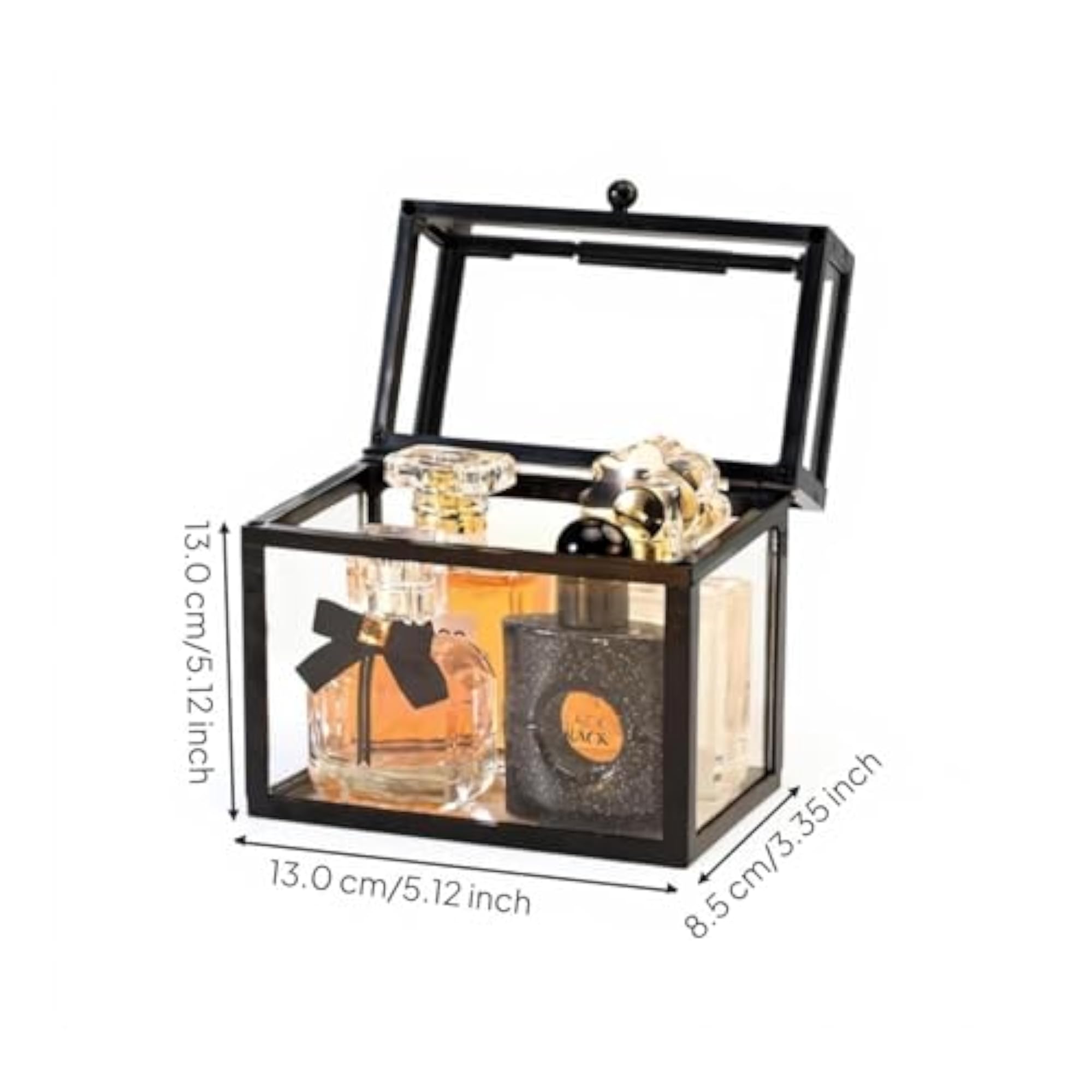Clear Perfume Organizer, Transparent Glass Vanity Box