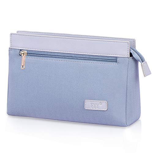 FYY Travel Toiletry Bag for Women and Men, Lightweight Fabric Travel Cosmetic Bag Makeup Toiletries Kit Zippered Organizer Bag with Waterproof Liner Blue