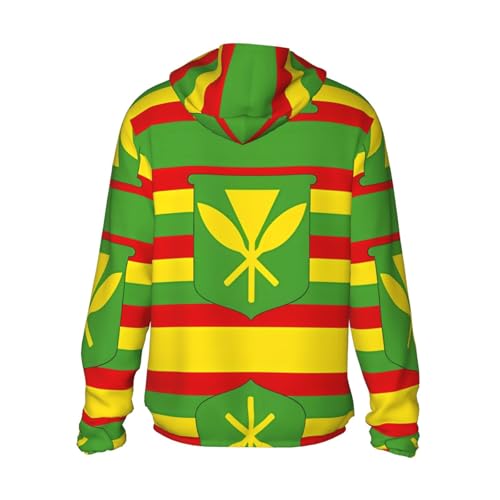 Native Hawaiian Flag Print Sun Protection Hoodie for Men Women, Men's UV Rash Guard Long Sleeve Shirt3