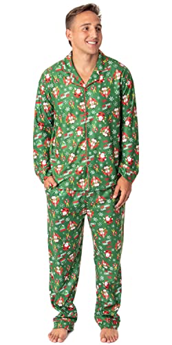 INTIMO Elf The Movie Mens' Film OMG! Santa! I Know Him! Button Down Sleep Pajama Set