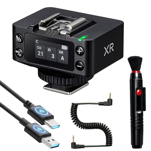Godox XR Receptor Inalámbrico TTL para Canon y Nikon, Sistema X 2.4GHz, Batería de Litio Integrada, Pantalla LCD Mejorada, Control Inalámbrico del Obturador, Incluye Cable Sync y USB-C