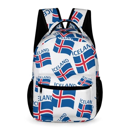 Flag of Iceland Cute Backpack Travel Daypack Lightweight Back Pack with Pockets
