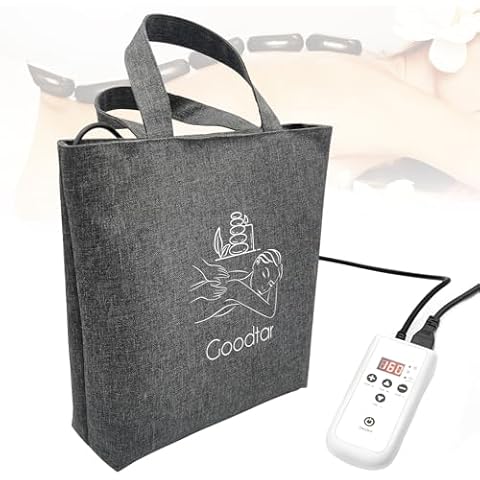 Goodtar Hot Stone Massage Warmer -Digital Controller Stone Heating Bag, Portable Electric Spa Hot Stone Massager and Heater for Body Relax (NO Stone) 110V (Small Size) Cover