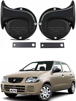 AYW Universal Windtone Jalwa Horn (2 and 4 wheelers), Black color, Heavy plastic body, Set of 2, 12V voltage For Alto Old Universal For All Models
