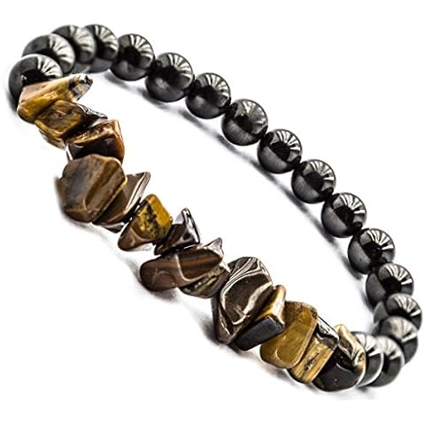 Wallystone Gems Shungite Bracelet Stretch with Natural Shungite and Tiger Eye Beads Bracelet for Women Cover