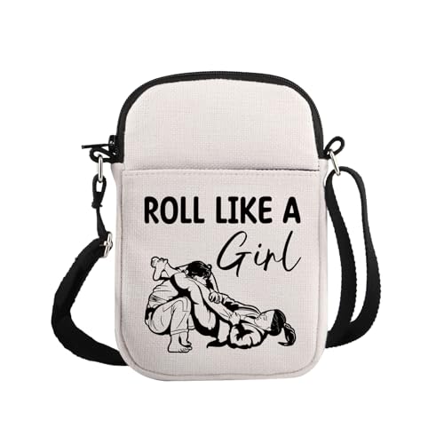 G2TUP Jiu Jitsu Lover Gift Roll Like A G-irl Bolsa transversal para fãs de Jiu Jitsu Brasileiro Bolsa de Viagem BJJ Presente de Arte Marcial, Roll Like a G-irl P, Small