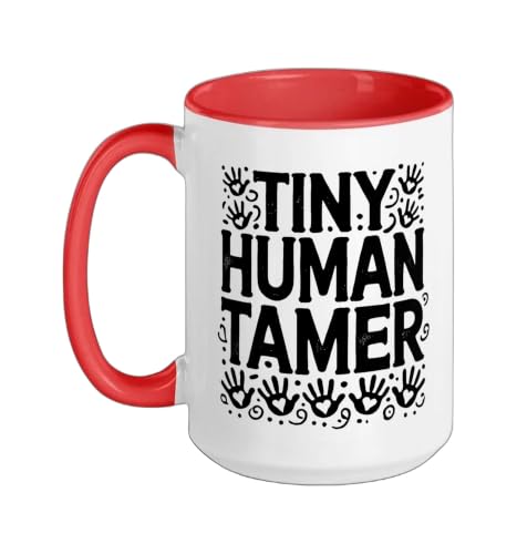 Tiny Human Tamer Babysitting Babysit Babysitter Nanny Ceramic Mug, Red/White, 15oz