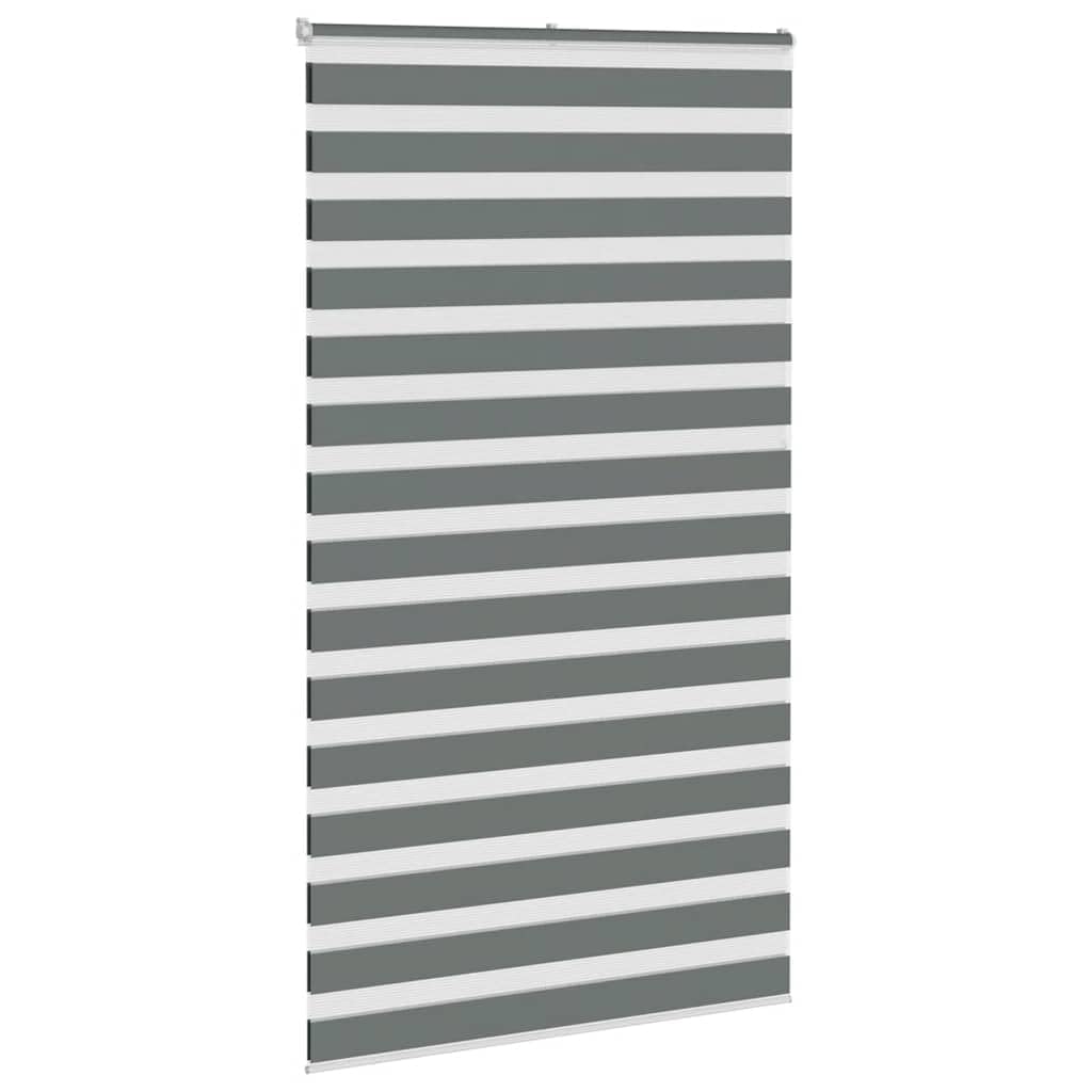 Tenda a rullo zebrata, tessuto grigio scuro, larghezza 130,9 cm, poliestere | Traslucido e opaco, doppio strato, montaggio senza foratura, catena regolabile, facile da pulire