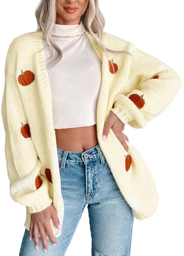 Image of Women Holiday Sequin Cardigans Funny Graphic Button Embroidered Sweaters Cute Open Front Knit Long Sleeve Coat Tops