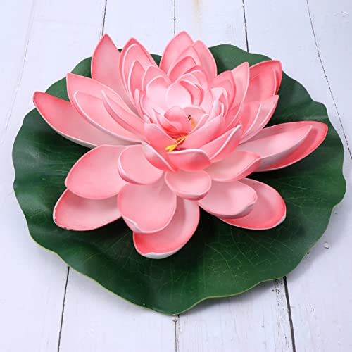 VOSAREA Künstliche Schwimmende Schaumstoff-Lotusblume Mit Seerosenblatt Lebensechte Künstliche Teichpflanzen Ornament Für Zuhause Garten Teich Pool Aquarium Dekoration 18 cm Rosa – Bild 4