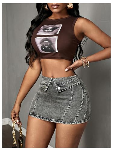 Floerns Women's Asymmetrical Mini Jean Skirt Party Clubwear Bodycon Denim Skirts4