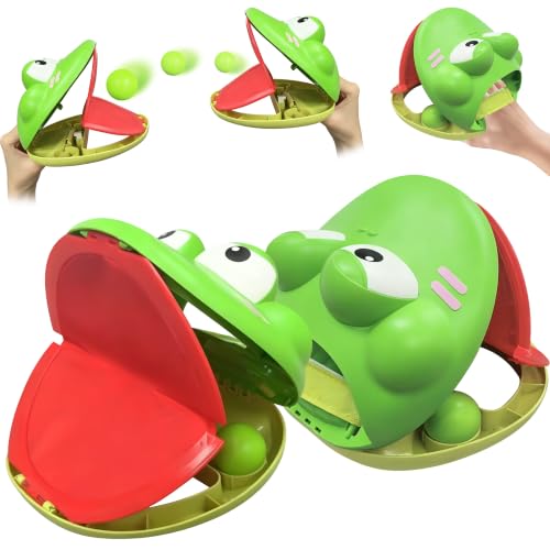 ZenDecor Toss and Catch Ball Set - Frog Design Outdoor Catch Ball Games for 3+ Year Olds Beach Games Outdoor Game for Kids Garden Ball Catch Game with 2 Launcher 4 Balls Kids Outdoor Toys for Family