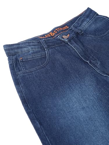 Image of Tales & Stories Boys Slim Fit Denim Jeans | 5-Pocket Stylish Mid-Rise Pants| Durable Cotton Denim Lycra with Button Closure | Casual Wear