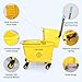 35QT Side-Press Mop Bucket and Wringer Combo on Wheels, Yellow,Including One Heavy Duty Industrial Mop and One Set Large Rubber Cleaning Gloves