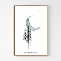 Framed Canvas Wall Art Blue Moon Canvas Prints Home Artwork Decoration for Living Room,Bedroom - 16x24 inches