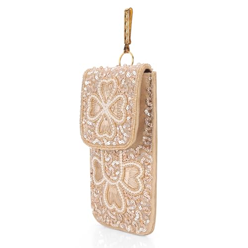 Image of J I ACCESSORIES Velvet Saree Clutch Mobile Pouch Waist Clip Ladies Purse Gift For Women