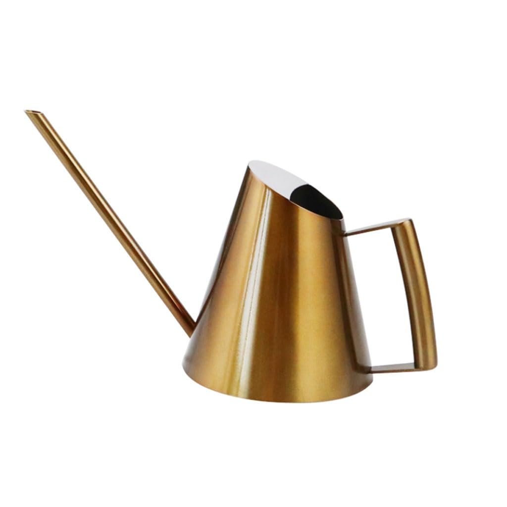 Regadera de acero inoxidable, pequeña con asa para flores, plantas, jardín, ducha, herramienta