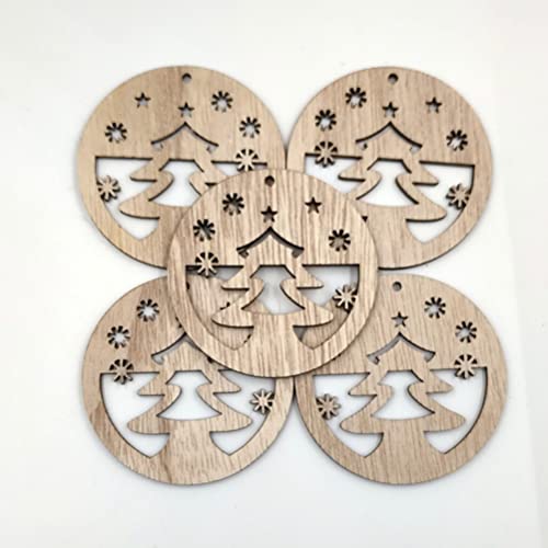 Unfinished Wooden Cutouts 20Pcs Round Wooden Discs With Holes Wood Slices Hanging Pendant Christmas Tree Shape Chips Cutout With Jute Rope For Xmas Tree Home Indoor Decorations #TOP6
