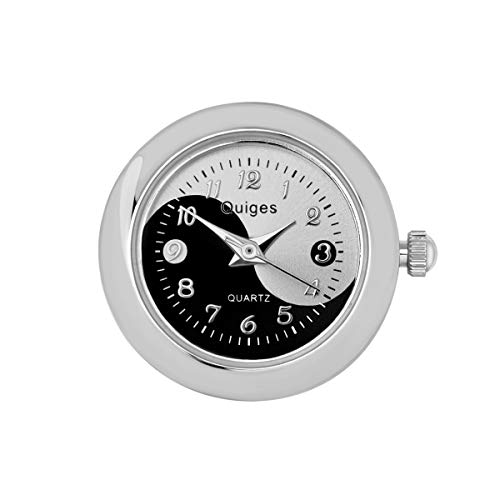Quiges Damen Click Button 18mm Chunk Uhr Schwarz/Weiß Yin-Yang für Druckknopf Zubehör