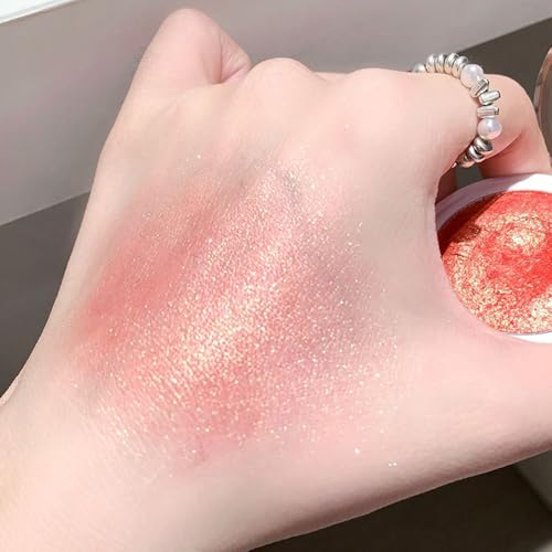Image of Highlighter Makeup Palette for Blush, Contour, Shadow, Face or Eye Makeup, Shimmer Glow, Creamy Mousse Pressed Powder, Intensely Pigmented, Glitter Sparkling (B03-02# Sunbathing)
