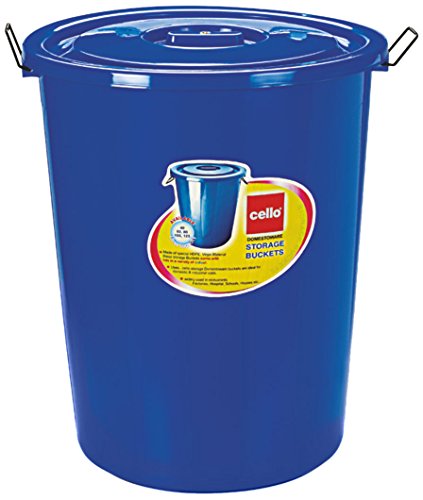 Image of Cello Plastic Storage Bucket with Lid, Blue, 60 Litre