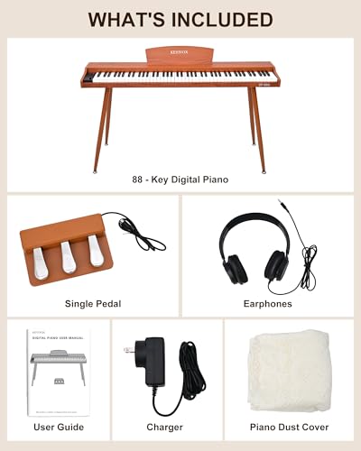 Image of SP88G Digital Piano Keyboard with Stand & Triple Pedal, 88 key Semi Weighted Electric Piano for Beginners and Adults, 800 Tones, 600 Rhythms, 80 Demo Songs with Headphones, USB-MIDI
