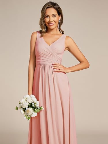 Image of Ever-Pretty Women's Elegant V Neck Pleated Sleeveless Chiffon Floor Length Bridesmaid Dresses 02355
