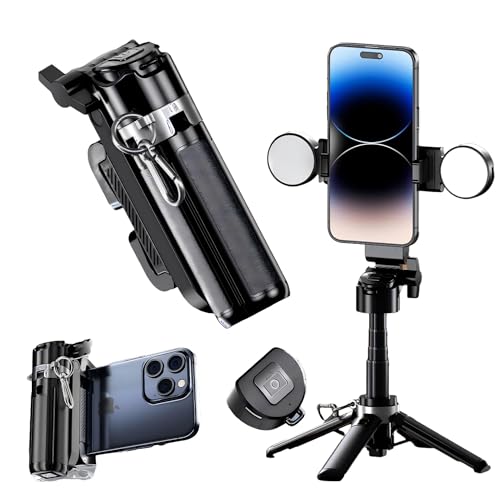 Image of Mini Selfie Stick Tripod Stand for iPhone ，6-Section Adjustable Height Extension (12-42cm)，10 Meter Remote One Click Control ，Suitable for Travel /Live Streaming /Outdoor Multiple Scenes