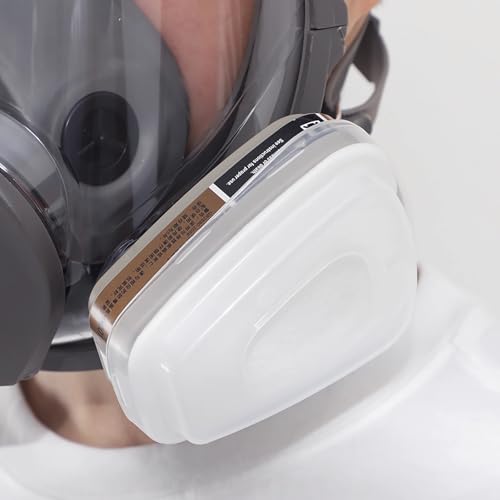 6001 Filter für Atemschutzmaske Set, Filter gegen Organische Dämpfe Set, Baumwollfilter Filters,2x Filter,2x Abdeckkappen für Handwerker, Heimwerker, 50x Filterbaumwolle,Gesicht Staubmaske Teile