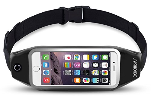uFashion3C Running Belt Waist Pack for Phone, fits iPhone Xs Max XS X 8 7 6S 6 Plus, Galaxy S9 S8 Plus,S7 Edge, Note 9, 8, 5 - Water Resistant Reflective Fitness Workout Fanny Pack for Men and Women