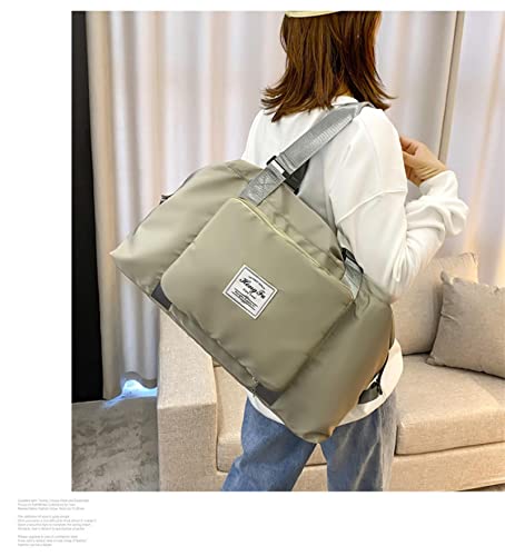 Foldable Travel Bag Luggage Storage for Sports Gym Water Resistant Nylon Canvas Duffel for Men, Women 32 Liter Wandf Foldable Travel Duffel Bag Luggage Sports Gym Water Resistant Nylon XB01 Light gray