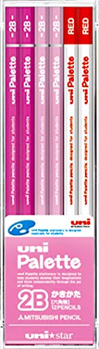 Amazon.co.jp 限定 お名入れ無料 三菱鉛筆 小学校用 ユニパレット ユニスター 2B ピンク 1ダース(鉛筆10本+赤えんぴつ2本)プラケース付