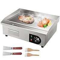 VEVOR Elektrogrill 54 x 30 cm, Elektrische Grillplatte 3000W, Kommerziell Kochplatte aus Eisen, Temperatur verstellbar 50 – 300 °C, Einfache Reinigung für Grill