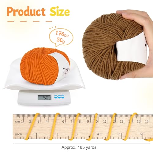 Image of Katech 20 Skeins Cotton Yarn for Crocheting-55% Cotton 45% Acrylic-#3 DK (Light)-Super Soft Milk Cotton Yarn-Great Crochet and Knitting Starter Kit for Colorful Craft(Color E)