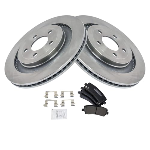 Image of TRQ Rear Brake Pad and Rotor Set Ceramic Rotors Compatible with 2015-2018 Ford Mustang