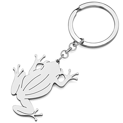 WEVENI Stainless Steel Cute Frog Keyring Key Chain Rings Purse Bag Charms for Women Girls2