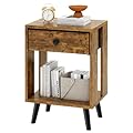 YMYNY Comodino, Tavolino da Notte, Tavolino Salotto, Cassetto in tessuto, Scomparto Aperto, Moderno, Struttura Semplice, per Camera da Letto, Soggiorno, Marrone Vintage HST012H