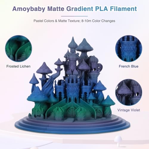 Image of Matte Rainbow PLA 3D Printer Filament, Multicolor Gradient PLA 1.75mm, High Precision & Fast Color Change 3D Printing Filament, 1kg Spool Mystic Haze, Fits for Most FDM 3D Printers