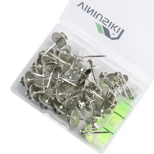 Image of VINIUSIKI Double Head Picture Hanging Nails, 30 Pack, Black Wall Tacks with Spirit Level, Holds up to 10 Pounds