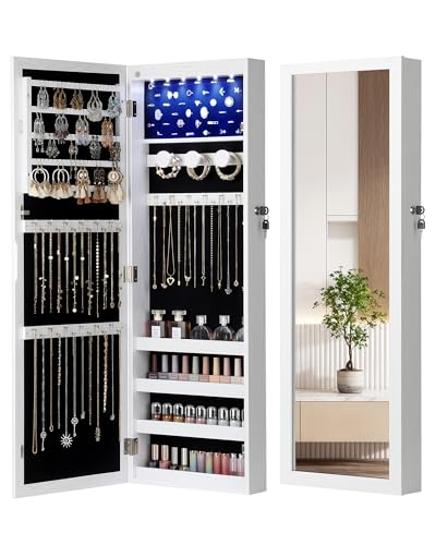 Nicetree 6-LED Mirror Jewelry Cabinet with Storage