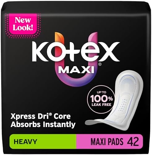 Kotex Maxi Pads, Heavy Absorbency, 42 Count (Packaging May Vary) image 2