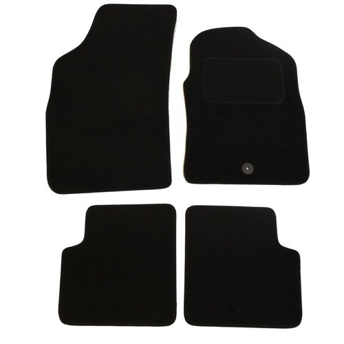 JVL Fully Tailored 4 Piece Car Mat Set with 1 Clip - Black