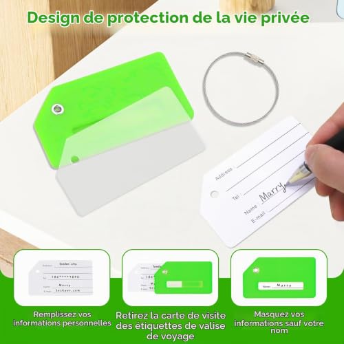 Teskyer 5 Pièces Etiquette Valise - Silicone, Durables, Visibles, Souples, avec Boucles en Acier, avec Carte d'Identité, Étiquettes de Bagage, Voyage Accessoires – Image 5
