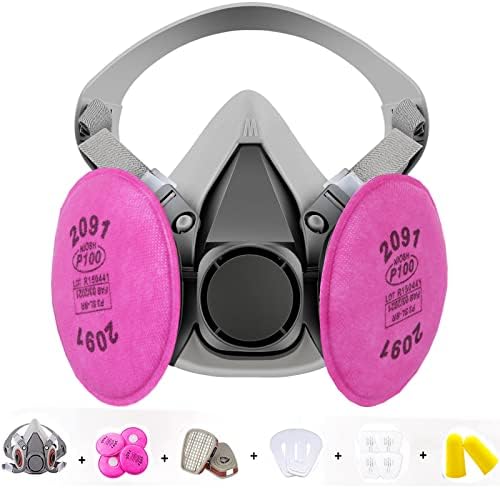 Reusable Face Cowl Set for Portray – Respirаtor with 2091 Р100 Filter,for Paint, Mud and Formaldehyde, Sanding, portray, Spraying and Different Work
