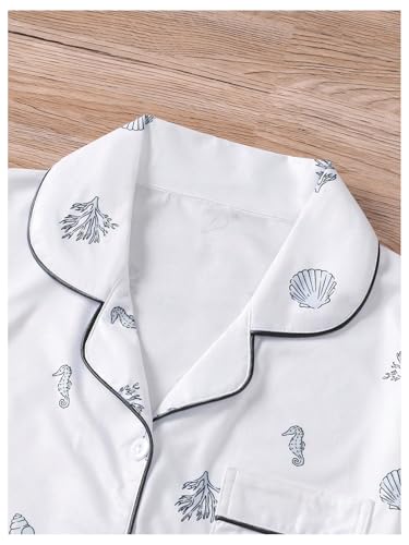 Image of Floerns Women's Floral Pajamas Notch Collar Print Sleepwear Two Piece Pajama Set