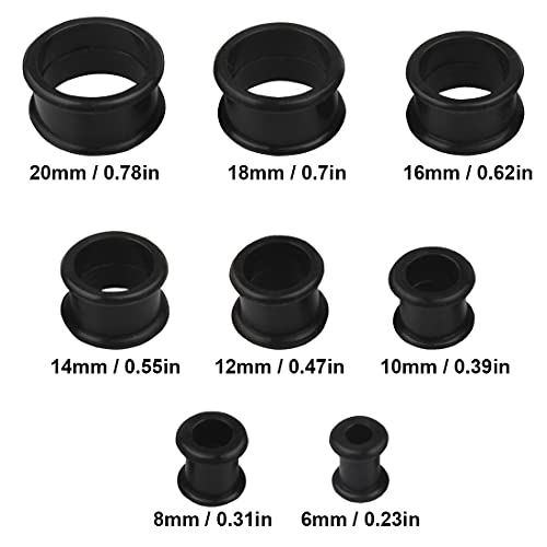 LEEQ 16 Stück Silikon Edelstahl Fleisch Tunnels Ohrdehner Plug Körper Piercing Expander, Schwarz