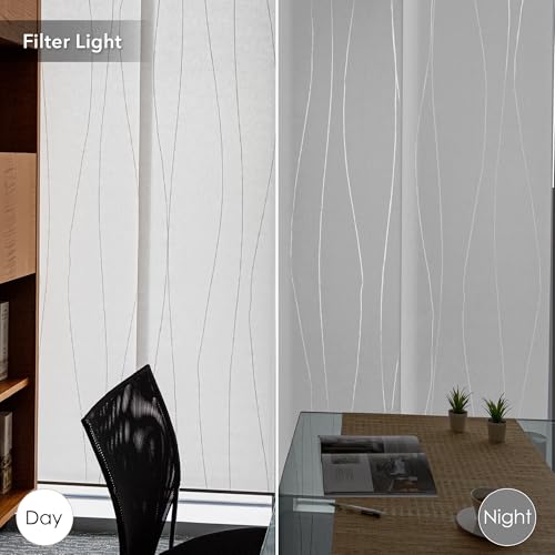 GoDear Design Adjustable Sliding Panel Track Blinds, White Vertical Blinds, Extendable Track from 45.8" to 86" W, Trimmable Panel Curtains up to 96", Light Filtering, Catch Me