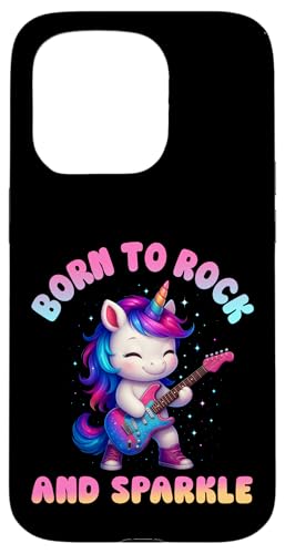 Born to Rock and Sparkle �L���[�g ���j�R�[�� �M�^�[ �L�b�Y ���̎q ���킢�� �X�}�z�P�[�X iPhone 15 Pro �p