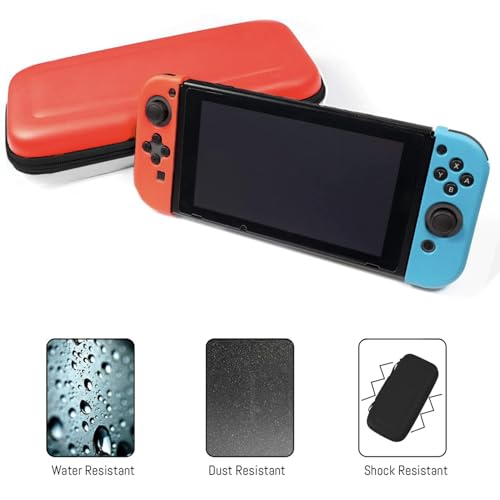 Image of Orzly Carry Case Compatible with Nintendo Switch and New Switch OLED Console -Protective Hard Portable Travel Carry Case Shell Pouch with Pockets for Accessories and Games (POKE)