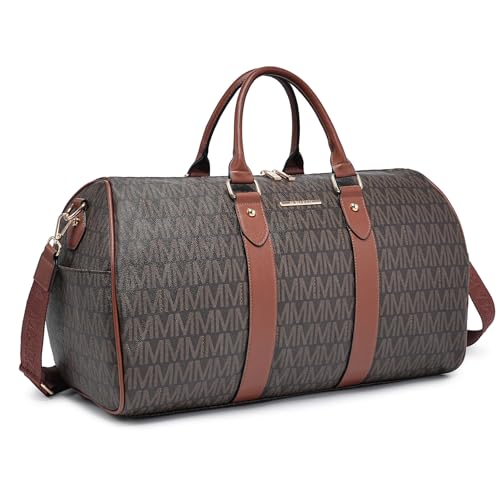 Women PU Leather Monogrammed Duffel Bag for Men-